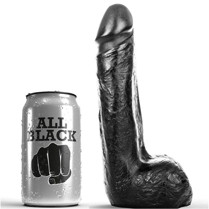 All Black - Gode Réaliste Noir Doux 20 Cm